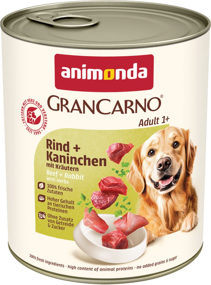Sparpaket animonda GranCarno Original 24 x 800 g - Rind + Kaninchen mit Kräutern