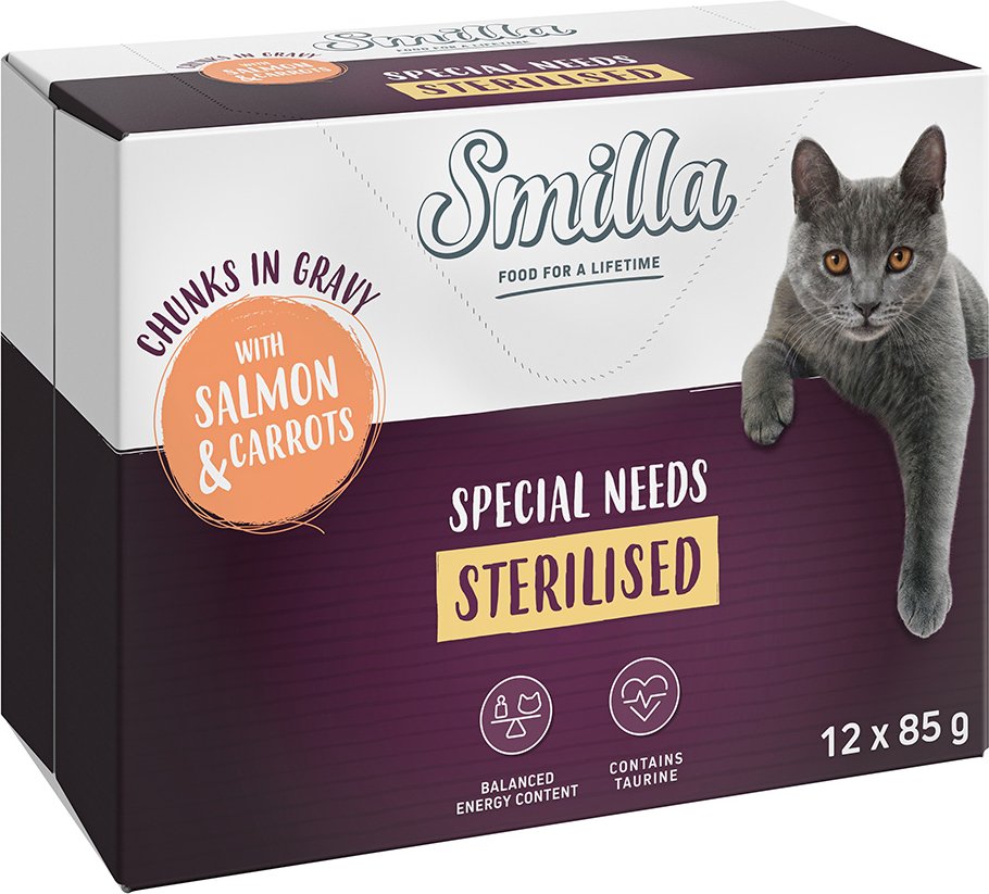 Thumbnail - Smilla Frischebeutel Sterilised Häppchen mit Gemüse - Lachs und Karotten (12 x 85 g)