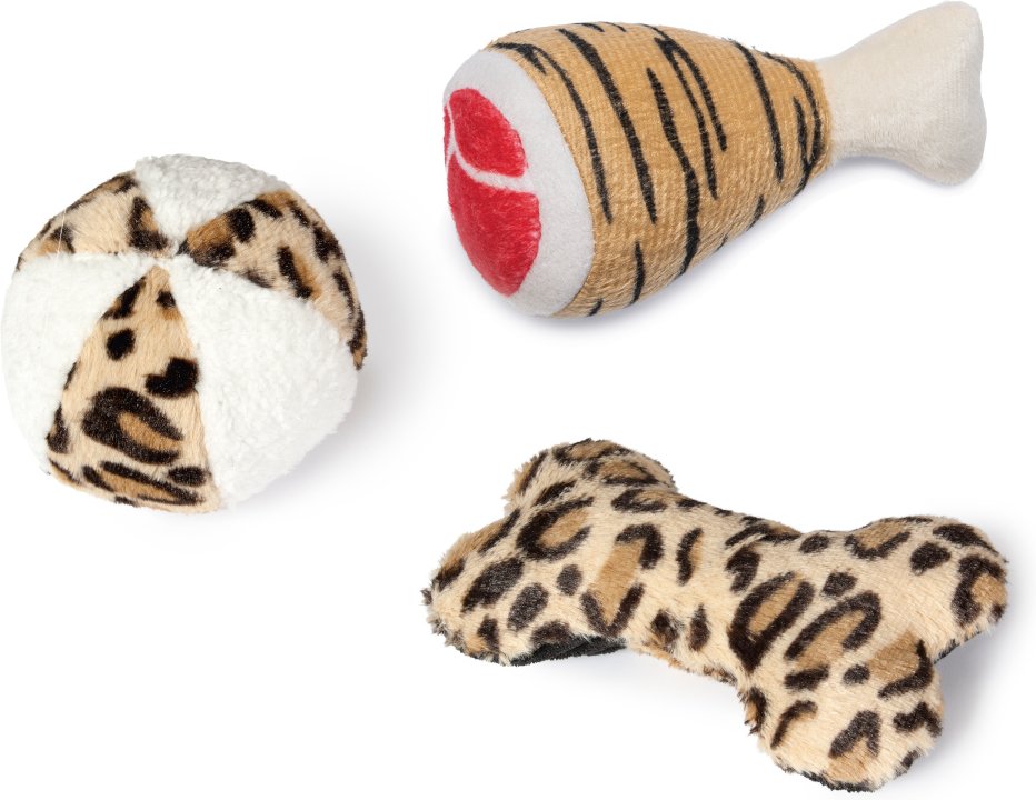 Karlie Hundespielzeug Tigerkeule - 3er Set (Ball, Knochen, Keule)