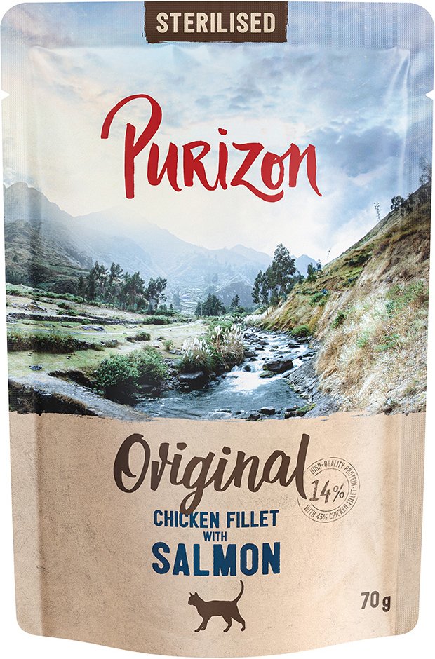 Thumbnail - Purizon Adult Sterilised 6 x 70 g - getreidefrei - Hühnerfilet mit Lachs