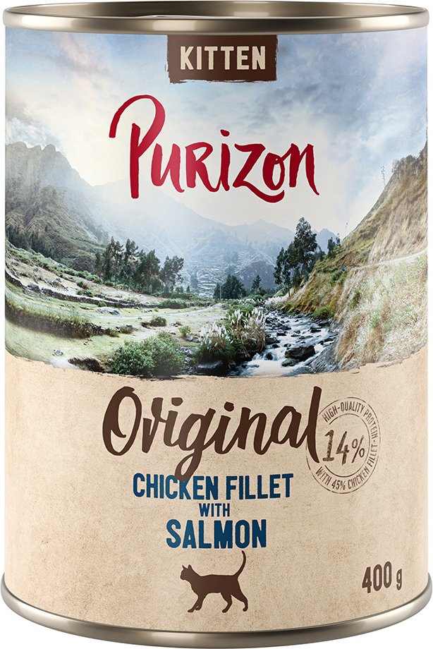 Thumbnail - Purizon Original 24 x 400 g - getreidefrei - Kitten: Hühnerfilet mit Lachs
