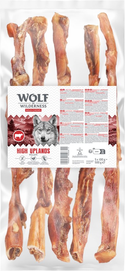 Wolf of Wilderness Rinderkopfhaut extra lang "High Uplands" - 5 Stück (500 g)