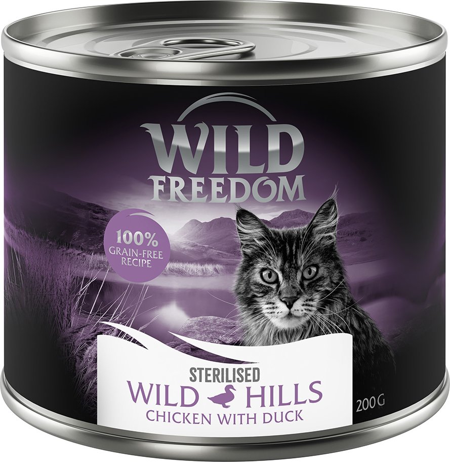 Wild Freedom Adult Sterilised 6 x 200 g - getreidefreie Rezeptur - Wild Hills Sterilised - Ente & Huhn