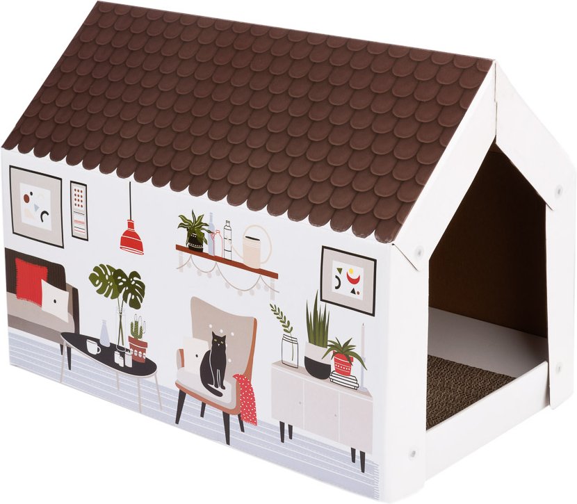 XL-Katzenhaus Home inkl. Kratzbrett - Winter - L 58 x B 36 x H 41 cm
