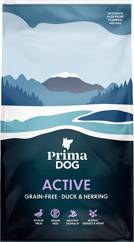 PrimaDog Adult Active Getreidefrei Ente & Hering - 10 kg