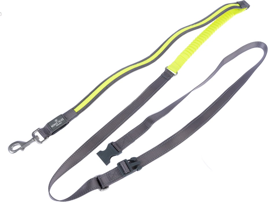 Nomad Tales Spirit USB LED Joggingleine neongelb & grau - 180 - 250 cm lang, 25 mm breit