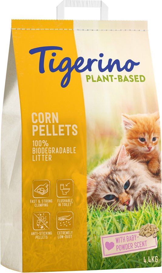 Tigerino Plant-Based Mais Katzenstreu - Babypuderduft - 7 l