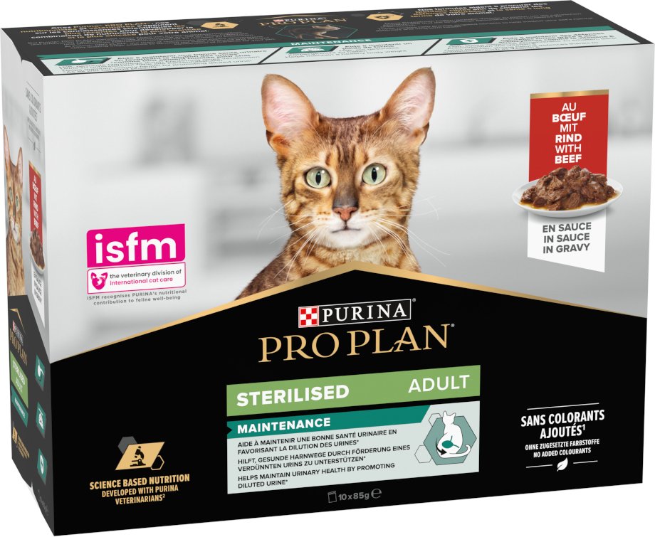 PURINA PRO PLAN Cat Sterilised Adult Maintenance 10 x 85 g - Rindfleisch
