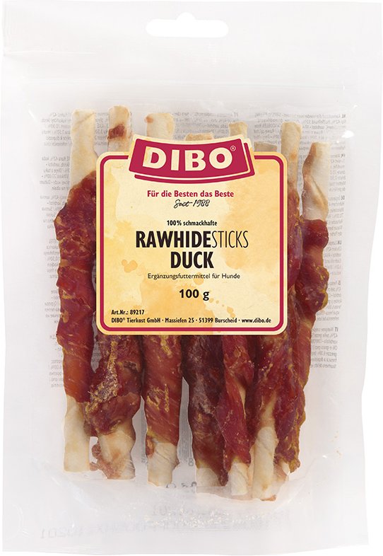 DIBO Rohhaut-Sticks mit Ente - Sparpaket: 4 x 100 g