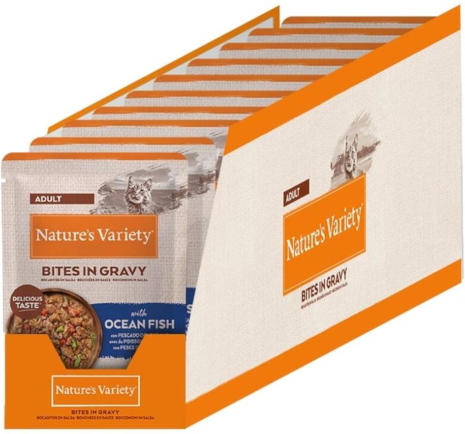 Nature's Variety Bites in Soße Adult 22 x 85 g - mit Meeresfisch
