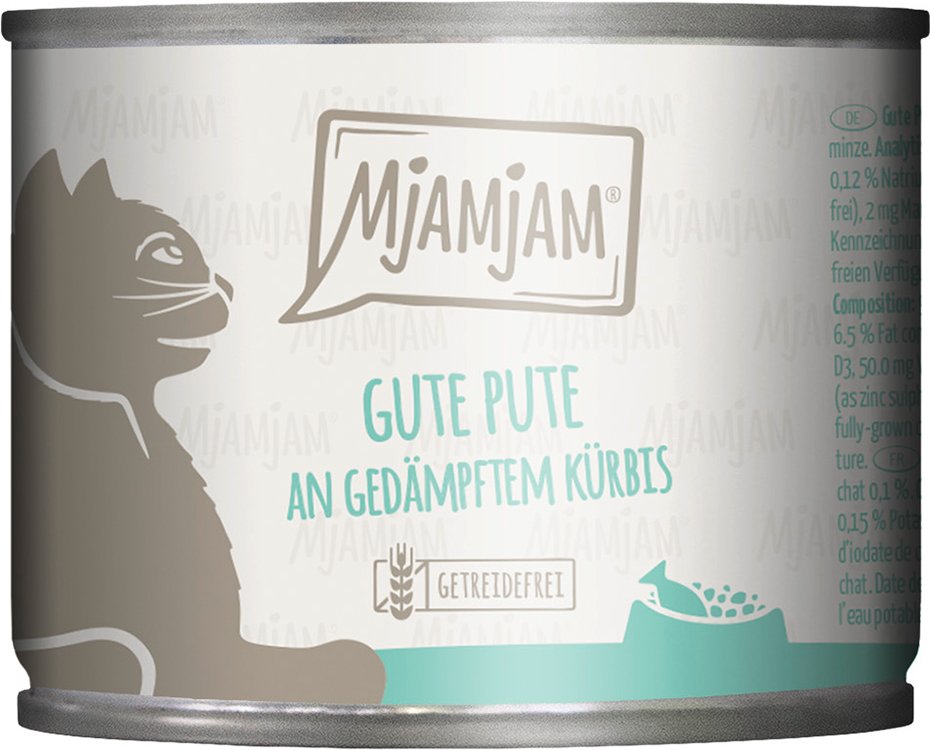 MjAMjAM Katzenfutter 6 x 200 g - gute Pute an gedämpftem Kürbis
