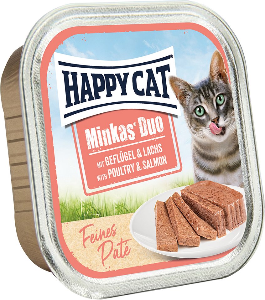 Happy Cat Minkas Duo Feines Paté - Geflügel & Lachs 16 x 100 g