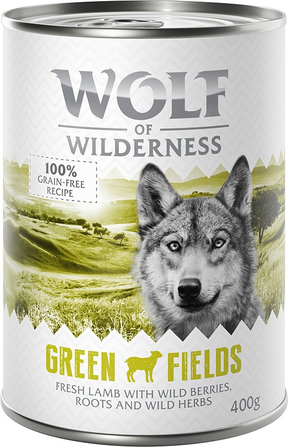 Wolf of Wilderness Adult 1 x 400 g  - Green Fields - Lamm, Johannisbeeren, Cranberries
