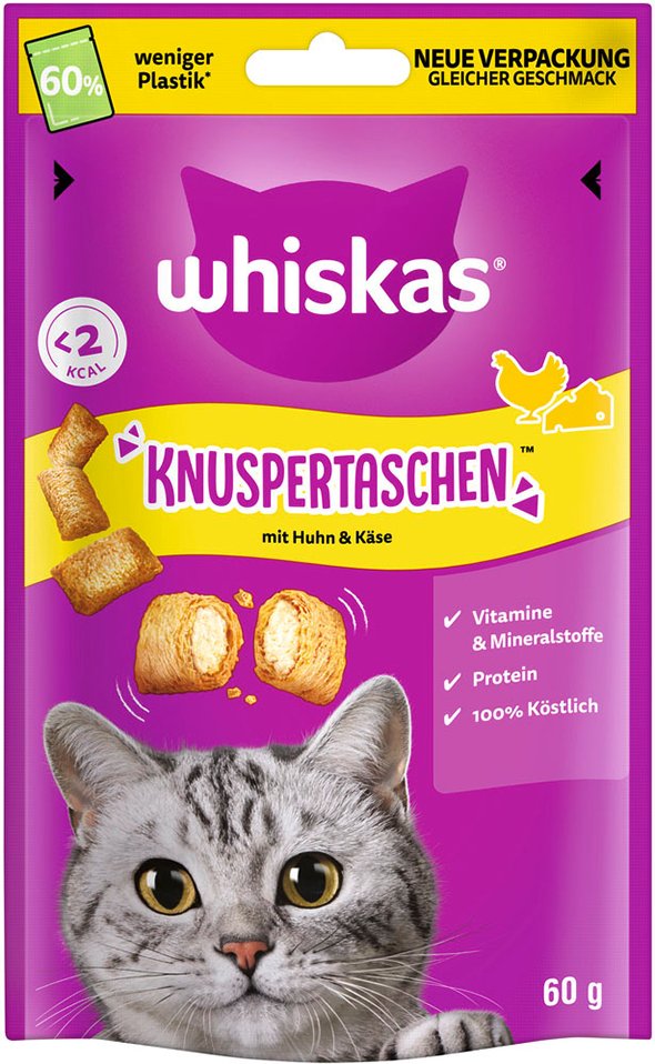Thumbnail - Whiskas Knuspertaschen - Sparpaket: Huhn & Käse 6 x 60 g