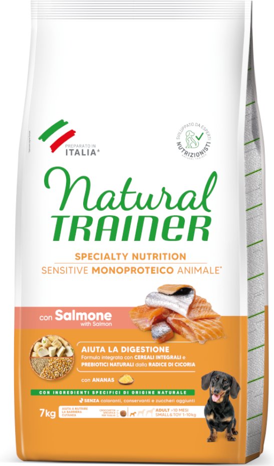 2 x 7 kg / 12 kg Natural Trainer Sensitive zum Sonderpreis! - Adult Small & Toy mit Lachs (2 x 7 kg)