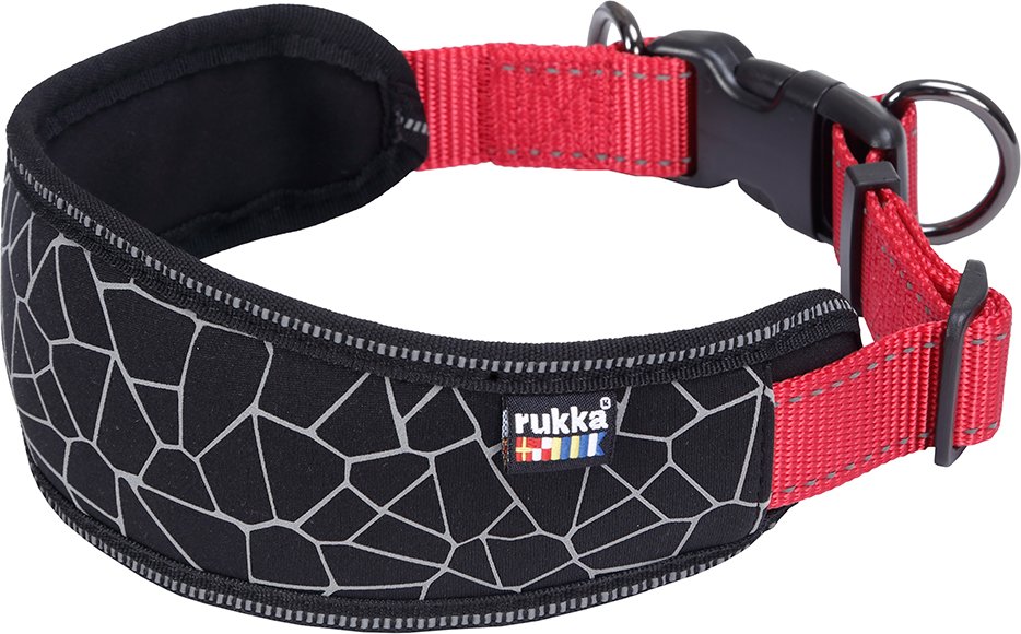 Rukka® Cube Soft Halsband, rot / schwarz - Größe S: 30 - 40 cm Halsumfang, 20 mm breit