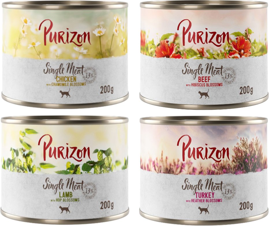 Sparpaket Purizon Single Meat 24 x 200 g - Mix 4 Sorten