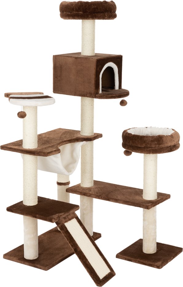 Kratzbaum Knusperhäuschen mit Leiter - dunkelbraun