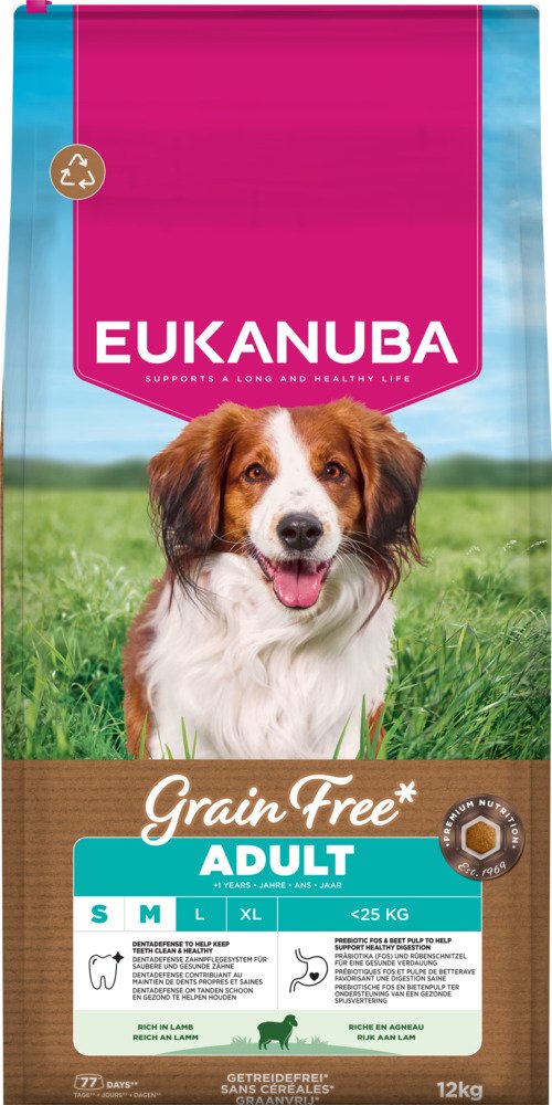 Eukanuba Grain Free Adult Small & Medium mit Lamm - 12 kg
