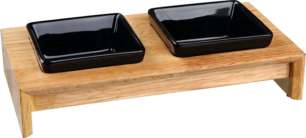 Trixie Napf-Set, Keramik/Holz - 2 x 200 ml, L 28 x B 15 x H 6 cm