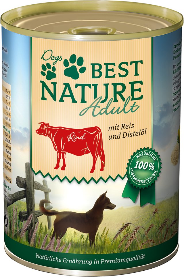 Best Nature Dog Adult 6 x 400 g - Rind, Reis & Distelöl