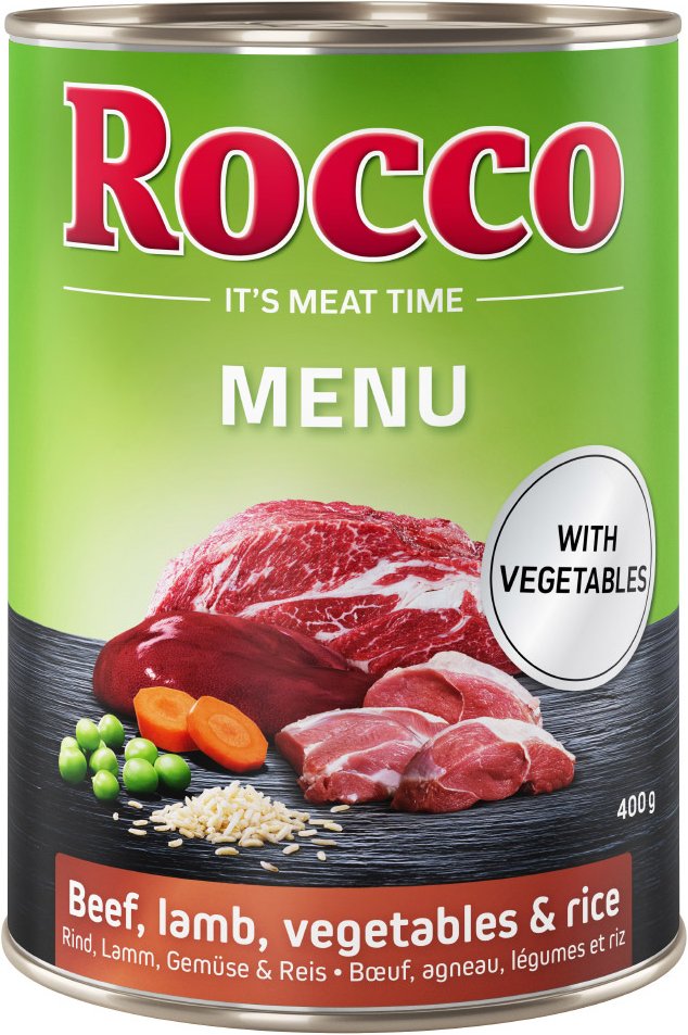 Sparpaket Rocco Menü 24 x 400 g / 800 g - 24 x 400g: Rind mit Lamm, Gemüse und Reis