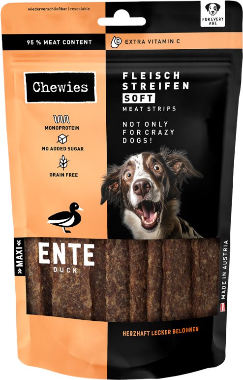 Chewies Fleischstreifen Soft 150 g - Sparpaket: Ente 3 x 150 g