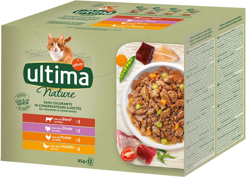 Ultima Nature - 96 x 85 g Fleischvariation (Rind, Truthahn, Huhn, Geflügel)
