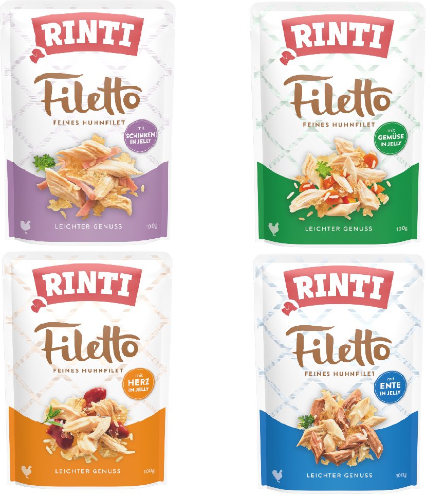 Sparpaket RINTI Filetto Pouch in Jelly 48 x 100 g - Mix (4 Sorten)