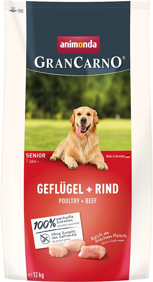 1 + 1 gratis! 2 x animonda GranCarno - Senior Geflügel + Rind (2 x 12 kg)