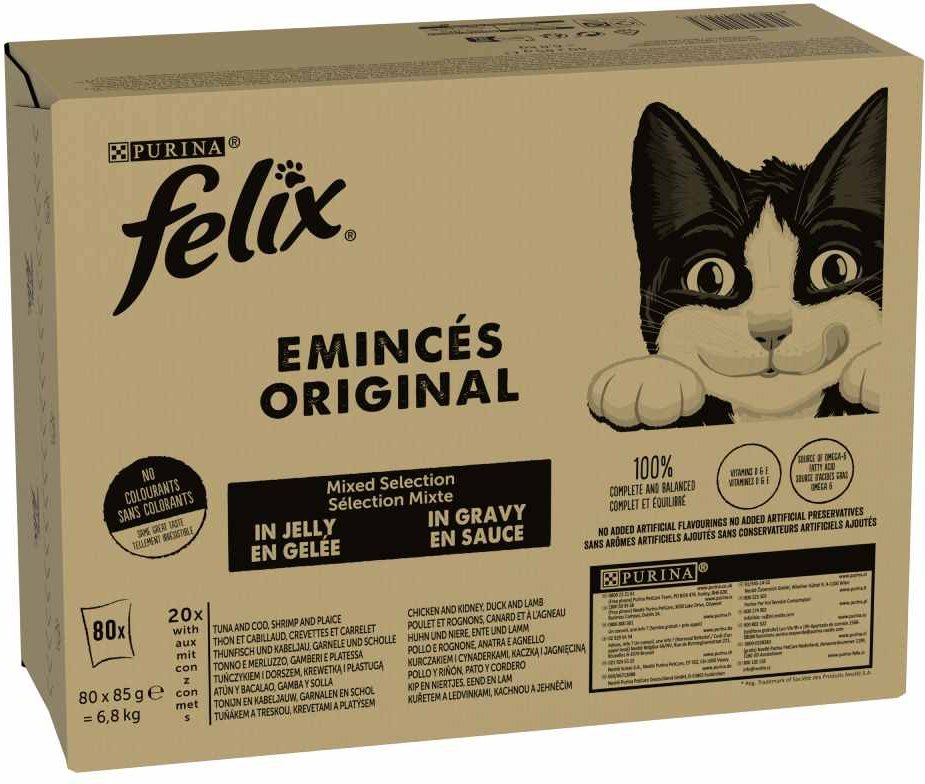 Megapack Felix Classic Pouches 80 x 85 g - Fisch & Fleisch Mixpaket (4 Sorten)