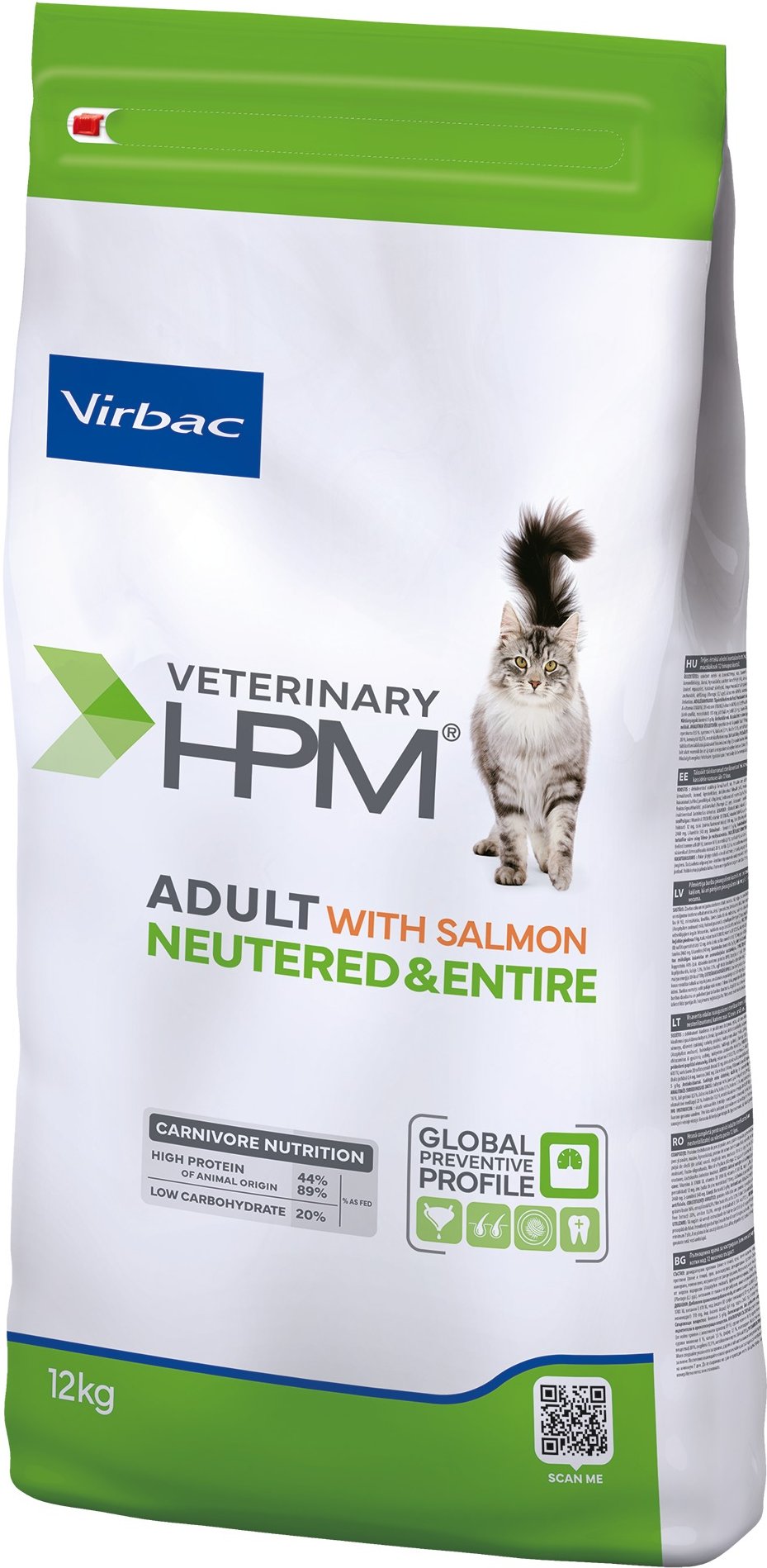 Virbac Veterinary HPM Adult Lachs Neutered & Entire Cat - Sparpaket: 2 x 12 kg