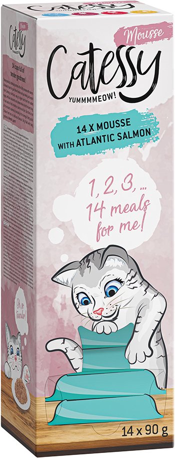 Sparpaket Catessy Mousse Schälchen 28 x 90 g - mit Atlantiklachs