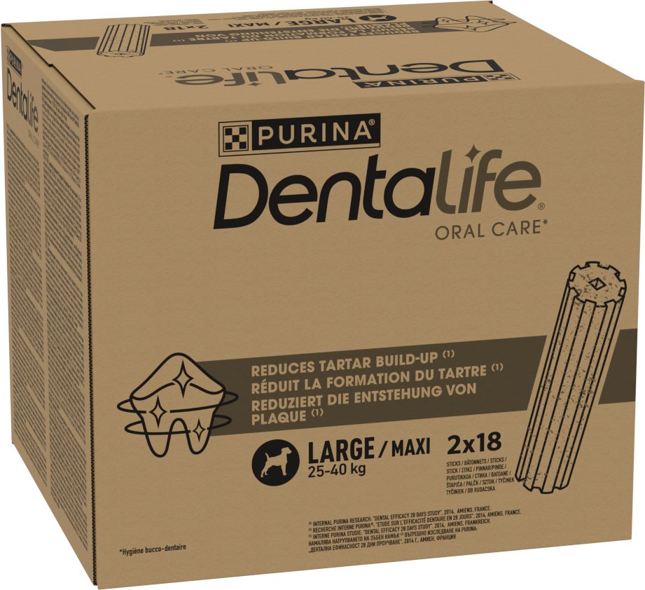 PURINA Dentalife Tägliche Zahnpflege-Snacks für große Hunde (25-40 kg) - 36 Sticks (12 x 106 g)