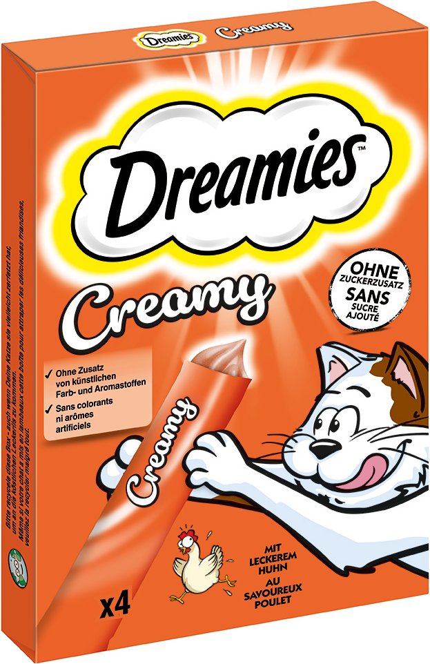 Thumbnail - Dreamies Creamy Snacks - Sparpaket Huhn (44 x 10 g)