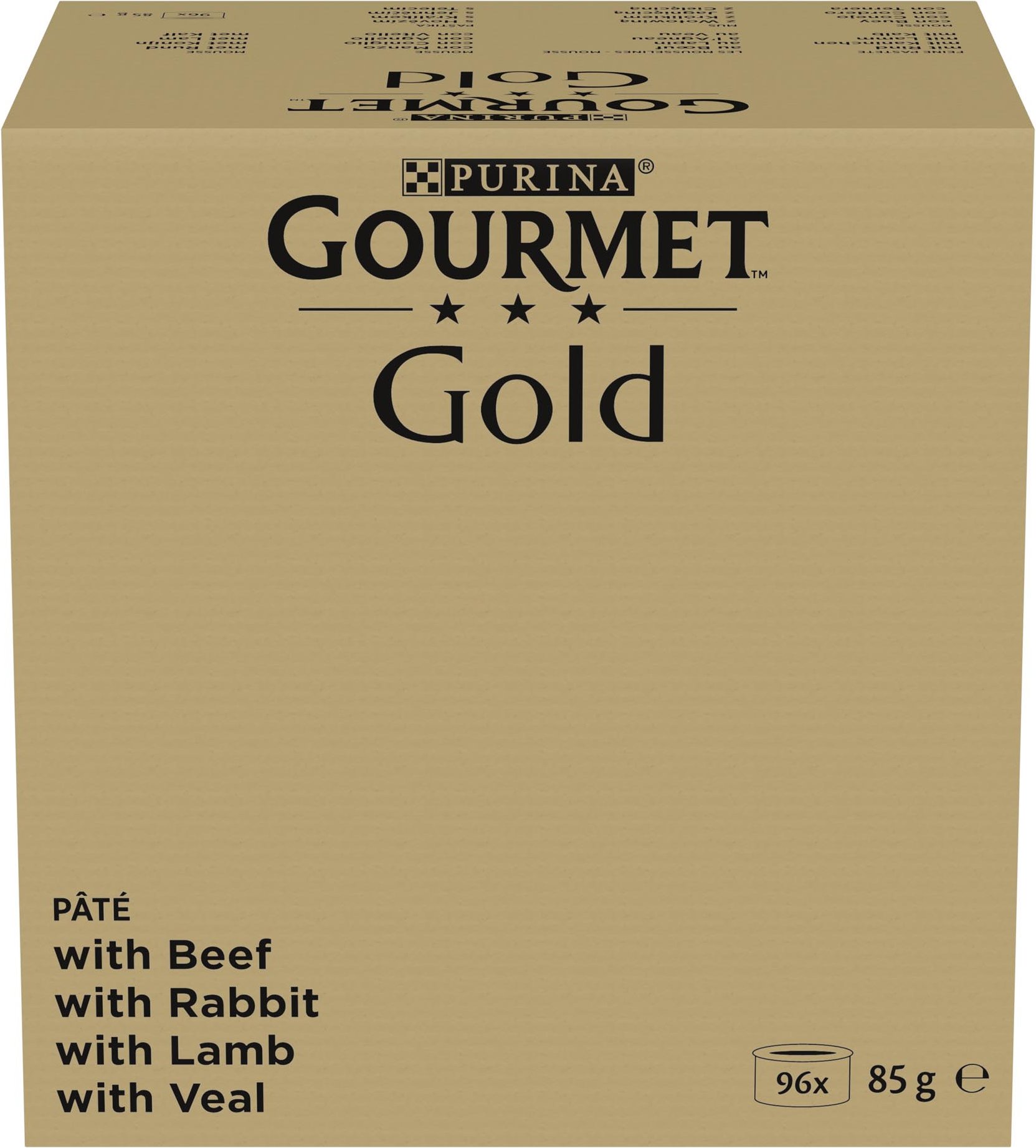Jumbopack Gourmet Gold Feine Pastete 96 x 85 g - Rind, Kaninchen, Lamm, Kalbfleisch