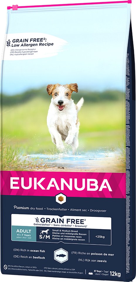 Eukanuba Grain Free Adult Small & Medium Breed Seefisch - 12 kg