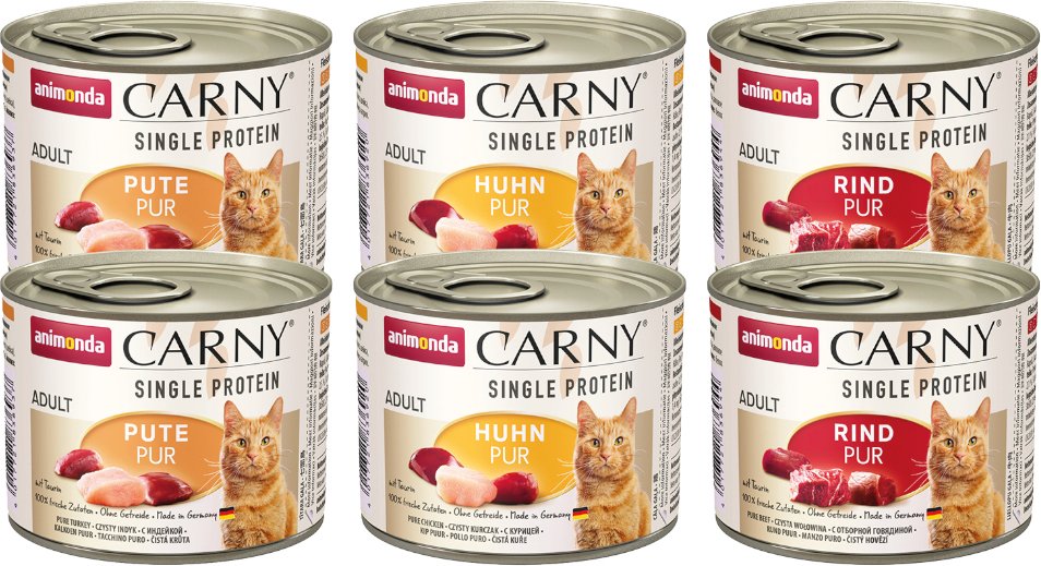 Probierpaket animonda Carny Single Protein Adult Mix - 6 x 200 g