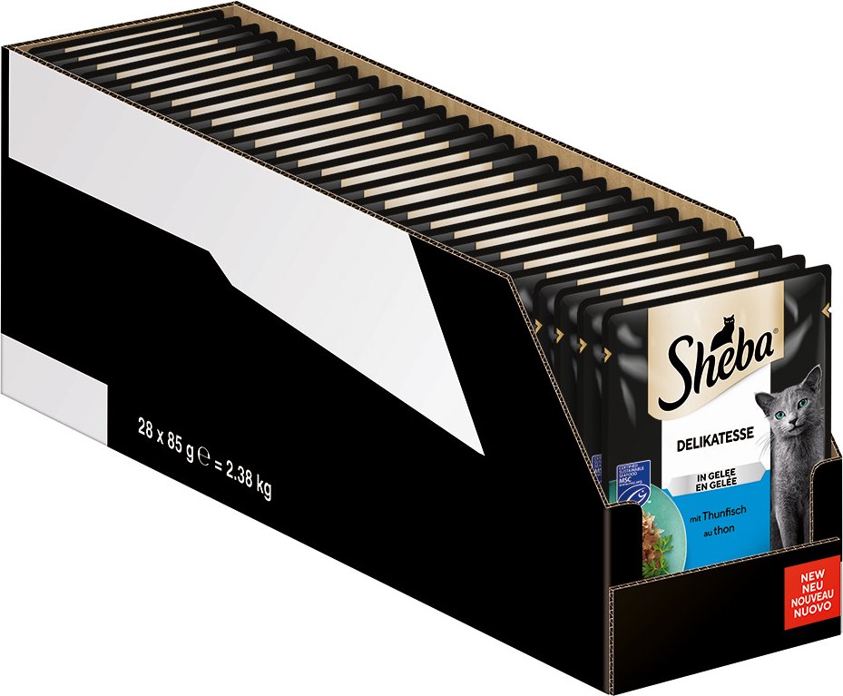 Megapack Sheba Varietäten Frischebeutel 28 x 85 g - Delikatesse in Gelee mit Thunfisch