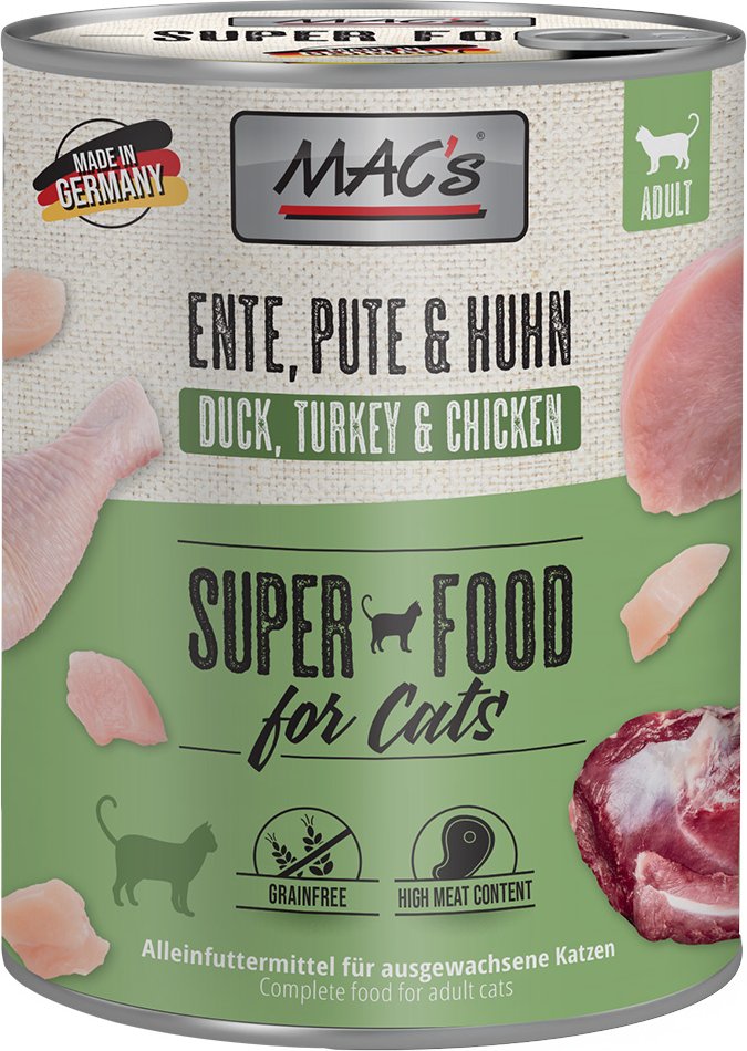 Sparpaket MAC´s Cat 24 x 800 g - Mixpaket (Ente/Kaninchen/Rind, Ente/Pute/Huhn)