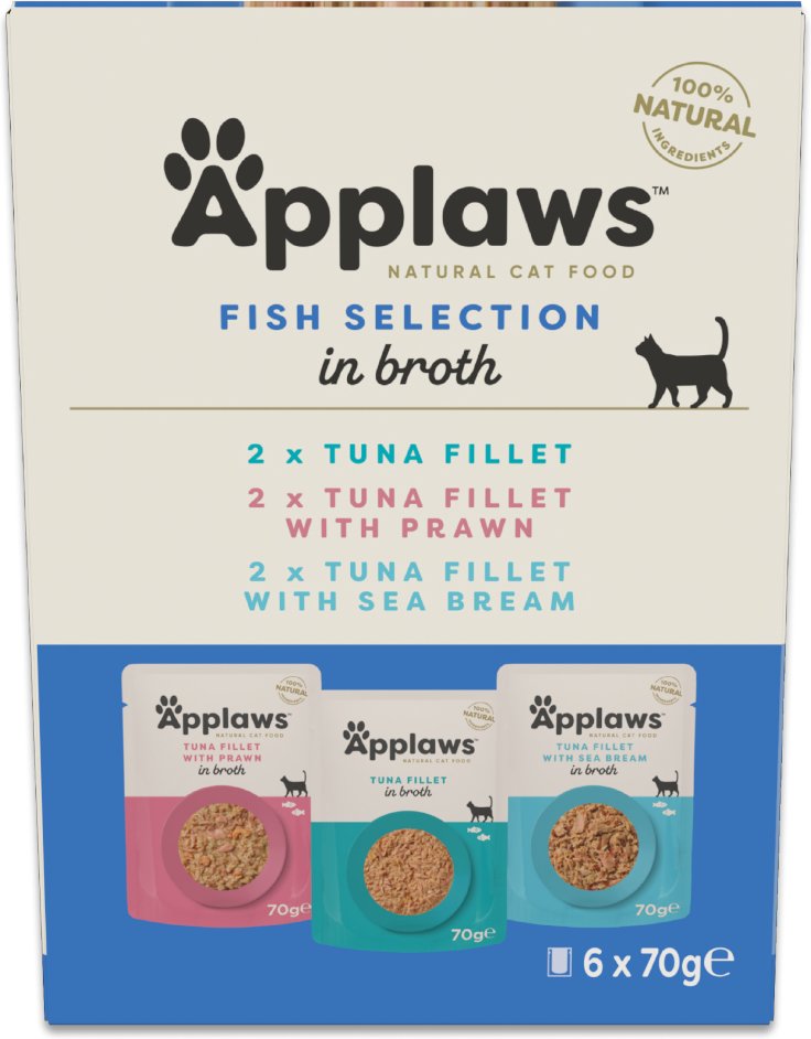 Applaws Pouch mit Brühe 6 x 70 g - Mixpaket Thunfisch (3 Sorten)