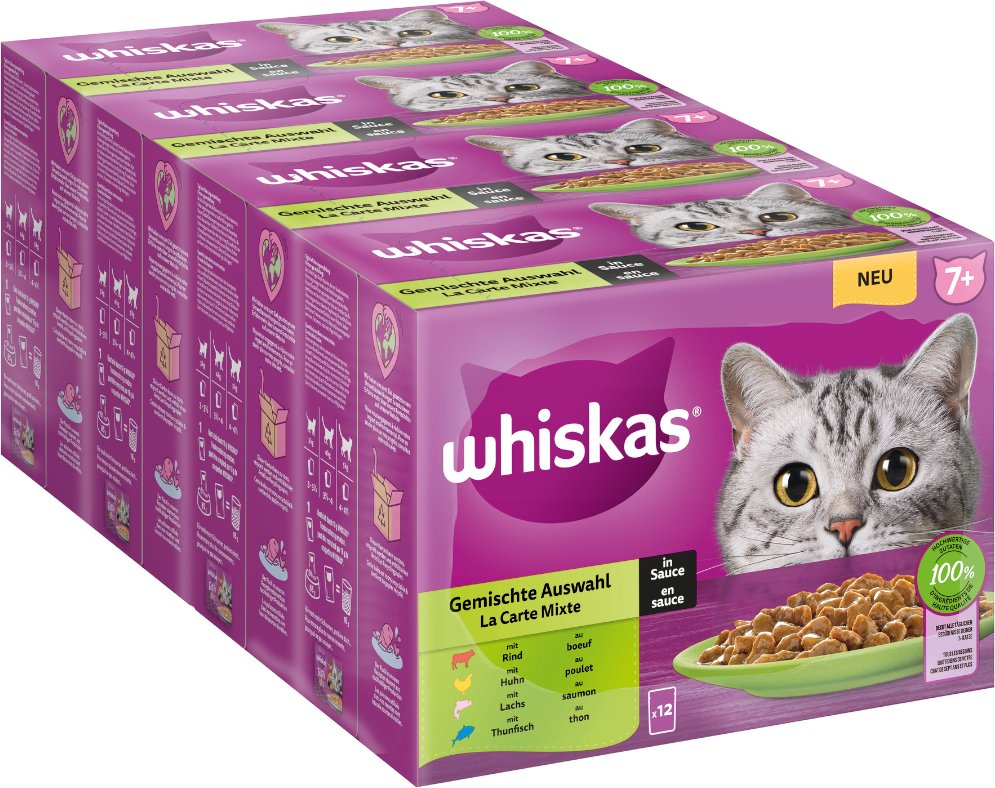 Thumbnail - Jumbopack Whiskas Senior Frischebeutel 144 x 85 g - 7+ Gemischte Auswahl in Sauce