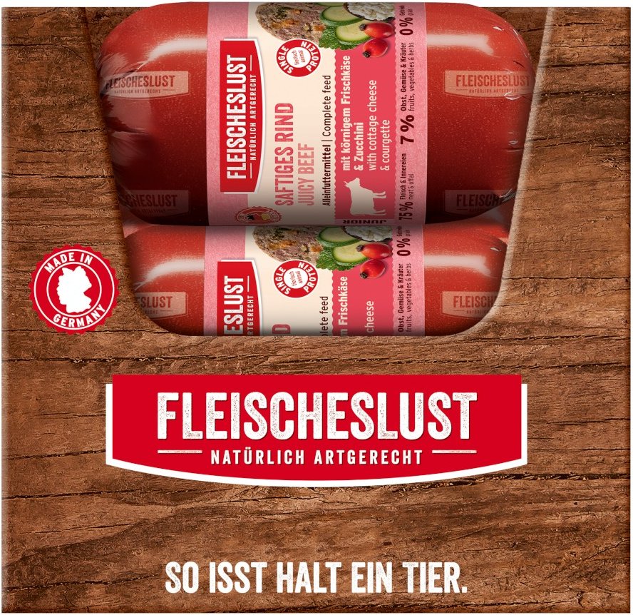 Fleischeslust Junior Classic 15 x 200 g - saftiges Rind mit körnigem Frischkäse & Zucchini