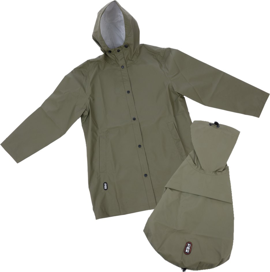 TIAKI Pet & Parent Regenmantel im Partnerlook - Regenmantel für Hundeeltern S/M + passender Hundemantel Rückenlänge 30 c...