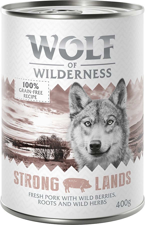Sparpaket Wolf of Wilderness Adult - Single Protein 24 x 400 g / 800 g 24 x 400 g: Strong Lands - Schwein
