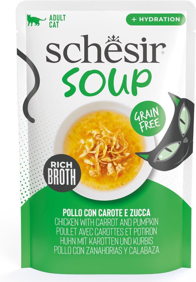 Schesir Cat Soup 12 x 40 g - Huhn mit Karotten und Kürbis