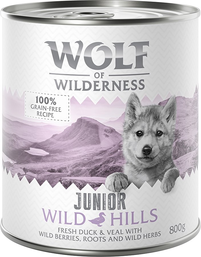 Wolf of Wilderness JUNIOR 6/24 x 800 g - 6 x 800 g  Ente & Kalb
