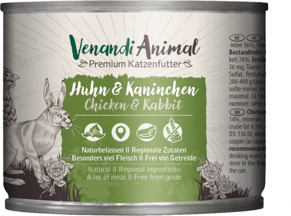 Sparpaket Venandi Animal 24 x 200 g - Huhn & Kaninchen