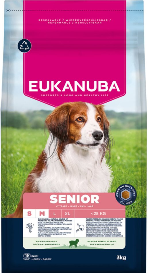 Eukanuba Premium Nutrition Senior Small & Medium Breed Lamm & Reis - Sparpaket: 2 x 3 kg