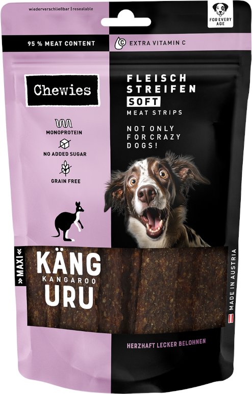 Chewies Fleischstreifen Soft 150 g - Sparpaket: Känguru 3 x 150 g